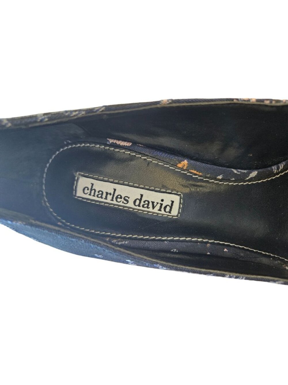 Charles David Denise Blue Floral Brocade Stiletto Heels Women Size 8.5 - Picture 10 of 13